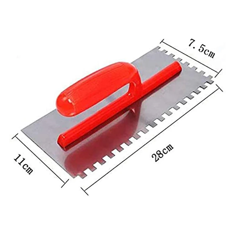 Stainless Cement Flaten Trowel with Notch Tiling Notched Trowel Square Notch with Handle for Wall Floor Tile Grout FOU99
Stainless Cement Flaten Trowel with Notch Tiling Notched Trowel Square Notch with Handle for Wall Floor Tile Grout FOU99