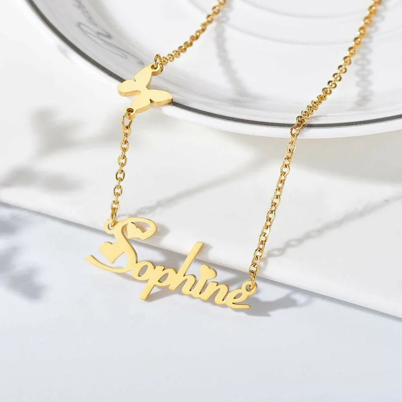 HIYONG Stainless Steel Name Necklace Personalized Custom Neckalce With Butterfly Pendant Customized Jewelry Gifts for Women Mom
HIYONG Stainless Steel Name Necklace Personalized Custom Neckalce With Butterfly Pendant Customized Jewelry Gifts for Women Mom