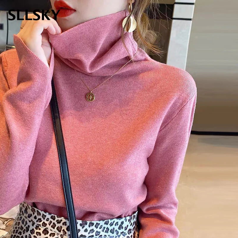 SLLSKY Solid Turtleneck Knitted Women Pullovers 2021 Autumn Long Sleeve Strech Female Sweater Loose Bottoming Ladies Sweater
SLLSKY Solid Turtleneck Knitted Women Pullovers 2021 Autumn Long Sleeve Strech Female Sweater Loose Bottoming Ladies Sweater