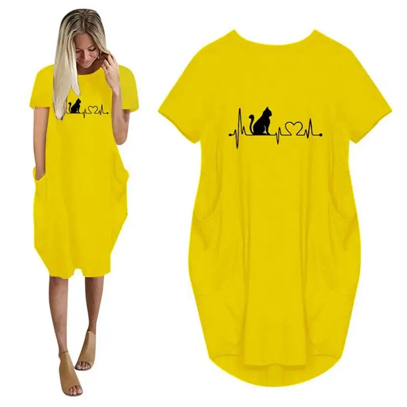 2021 100% cotton new Women Dress Summer Long Sleeve Printed Cat Electrocardiogram Short Mini Dress Oversize 5XL Dropshipping
2021 100% cotton new Women Dress Summer Long Sleeve Printed Cat Electrocardiogram Short Mini Dress Oversize 5XL Dropshipping