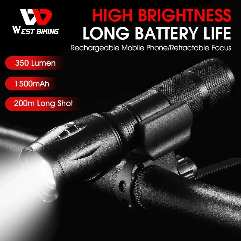 WEST BIKING Waterproof Zoomable Bike Light Portable Tactical Torch LED Flashlight USB Rechargeable Bicycle Cycling Front Lamp
WEST BIKING Waterproof Zoomable Bike Light Portable Tactical Torch LED Flashlight USB Rechargeable Bicycle Cycling Front Lamp