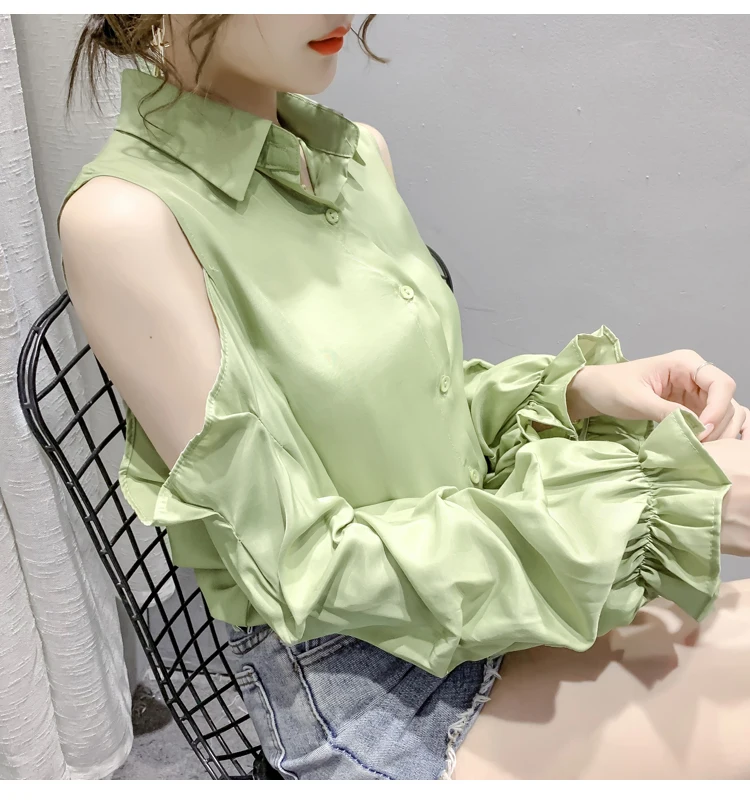 Cheap wholesale 2021 spring summer autumn new fashion casual chiffon women shirt woman female OL long sleeve shirt Vy1339