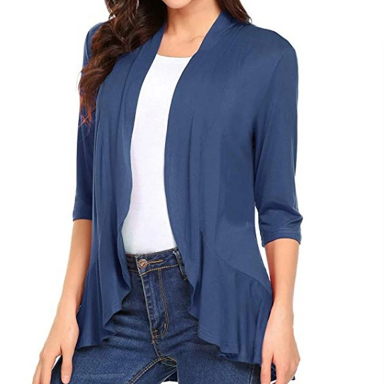 Women’s Cardigan Casual Three Quarter Sleeve Coat Fashion Solid Color Suit Collar Ruffles Cardigan
Women’s Cardigan Casual Three Quarter Sleeve Coat Fashion Solid Color Suit Collar Ruffles Cardigan