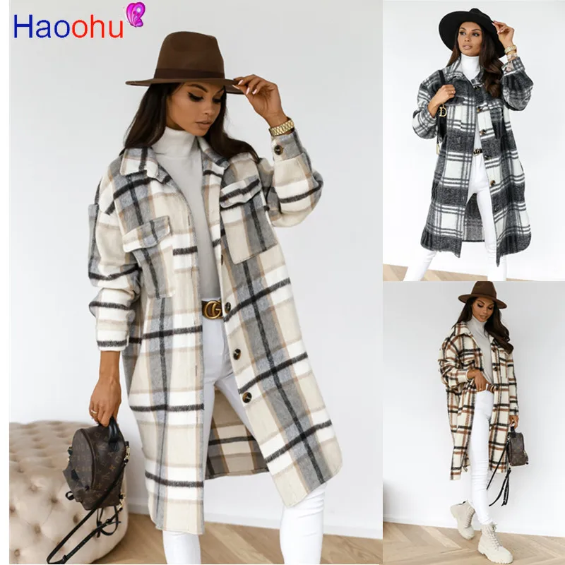 HAOOHU 2021 Winter Checked Women Jacket Down Overcoat Warm Plaid Long Coat Oversize Thick Woolen Blends Female Streetwear
HAOOHU 2021 Winter Checked Women Jacket Down Overcoat Warm Plaid Long Coat Oversize Thick Woolen Blends Female Streetwear