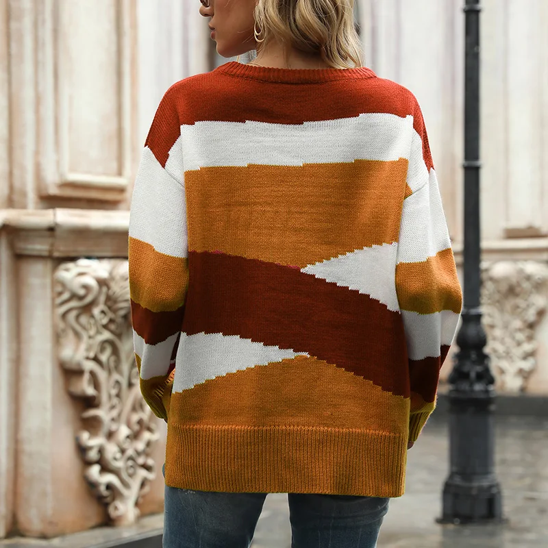 Patchwork Women's Sweaters Casual Long Knitted Pullover O-neck Jumpers Long Sleeve Sweater Losse Sweater Spring Autumn 2021 New
Patchwork Women's Sweaters Casual Long Knitted Pullover O-neck Jumpers Long Sleeve Sweater Losse Sweater Spring Autumn 2021 New