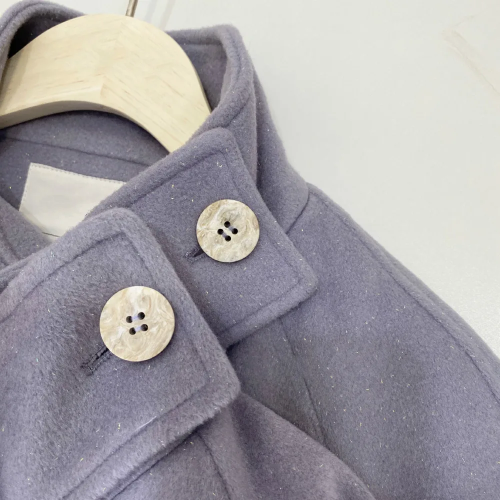Women's Autumn Winter Double Faced Woolen Coat Long Sleeve Stand Collar Elegant Fashion Coats Outwear Purple Manteau Long Femme
Women's Autumn Winter Double Faced Woolen Coat Long Sleeve Stand Collar Elegant Fashion Coats Outwear Purple Manteau Long Femme