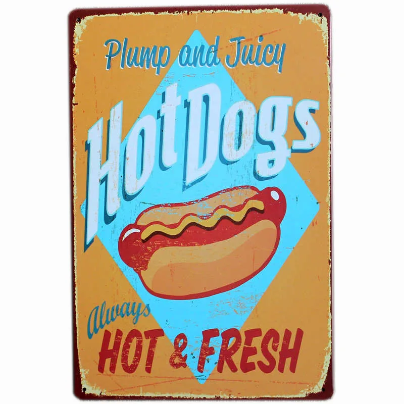 Hot Dogs Metal Sign Plaque Fast Food Tin Sign Plate Wall Decor For Kitchen Diner Resaurant Decoration Vintage Iron Painting
Hot Dogs Metal Sign Plaque Fast Food Tin Sign Plate Wall Decor For Kitchen Diner Resaurant Decoration Vintage Iron Painting