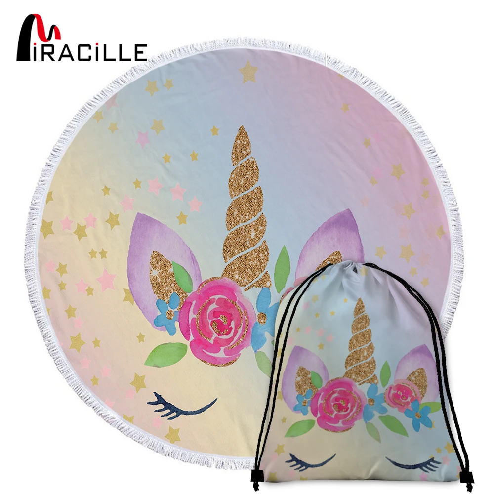 Miracille Unicorn Beach Towel 150cm Large Round Cartoon Swimming Bath Towels For Adults Printed Microfiber Made with Tassels
Miracille Unicorn Beach Towel 150cm Large Round Cartoon Swimming Bath Towels For Adults Printed Microfiber Made with Tassels