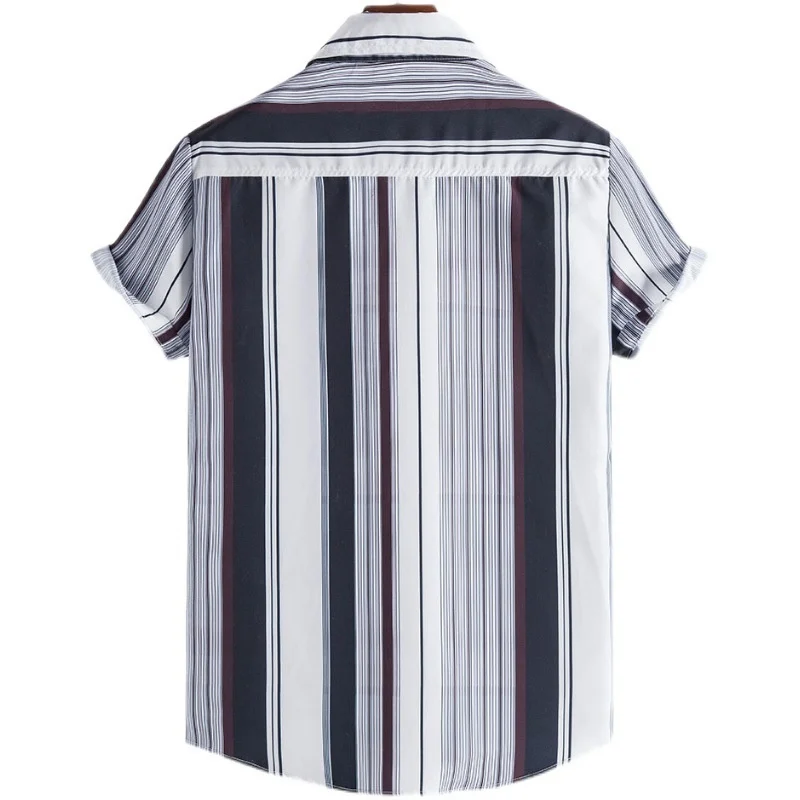 Summer men's loose casual shirt fashion personality pattern printing striped Harajuku short-sleeved shirt
Summer men's loose casual shirt fashion personality pattern printing striped Harajuku short-sleeved shirt