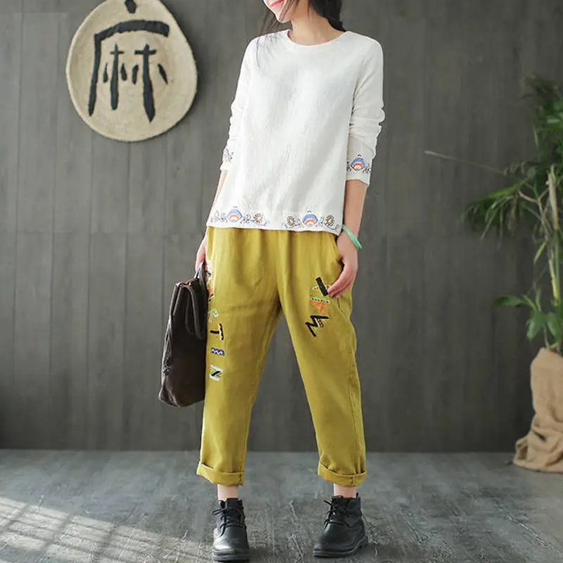 Female long sleeve cotton T-shirt show thin han edition round collar embroidery jacket spring big yards dress top coat
Female long sleeve cotton T-shirt show thin han edition round collar embroidery jacket spring big yards dress top coat