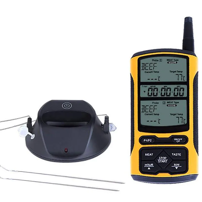 Digital Wireless Remote Control Thermometer Dual Probe 5 Color Backlight Kitchen Food Thermometer Timer Function
Digital Wireless Remote Control Thermometer Dual Probe 5 Color Backlight Kitchen Food Thermometer Timer Function