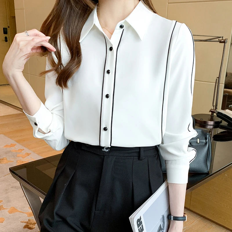 Fashion office ladies bottoming shirts Women's Blouses 2021 Spring Autumn Long Sleeve Shirts Tops Blusas Mujer
Fashion office ladies bottoming shirts Women's Blouses 2021 Spring Autumn Long Sleeve Shirts Tops Blusas Mujer