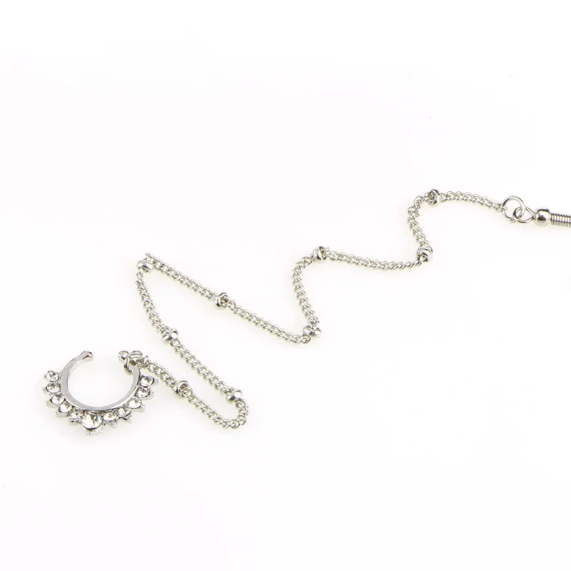 Hot New Design Hollow Fake Nose Rings With Chain Fashion Ear Chain Long Dangle Nose Earrings For Women Unique Body Jewelry 
Hot New Design Hollow Fake Nose Rings With Chain Fashion Ear Chain Long Dangle Nose Earrings For Women Unique Body Jewelry