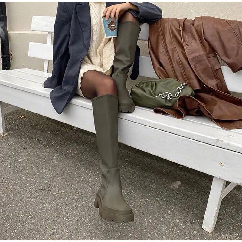 Fashion High Boot Ladies Women's Long Boots Solid PU Low Heel Women Shoes Slip On Platform 2021 Autumn Winter Female Footwear
Fashion High Boot Ladies Women's Long Boots Solid PU Low Heel Women Shoes Slip On Platform 2021 Autumn Winter Female Footwear