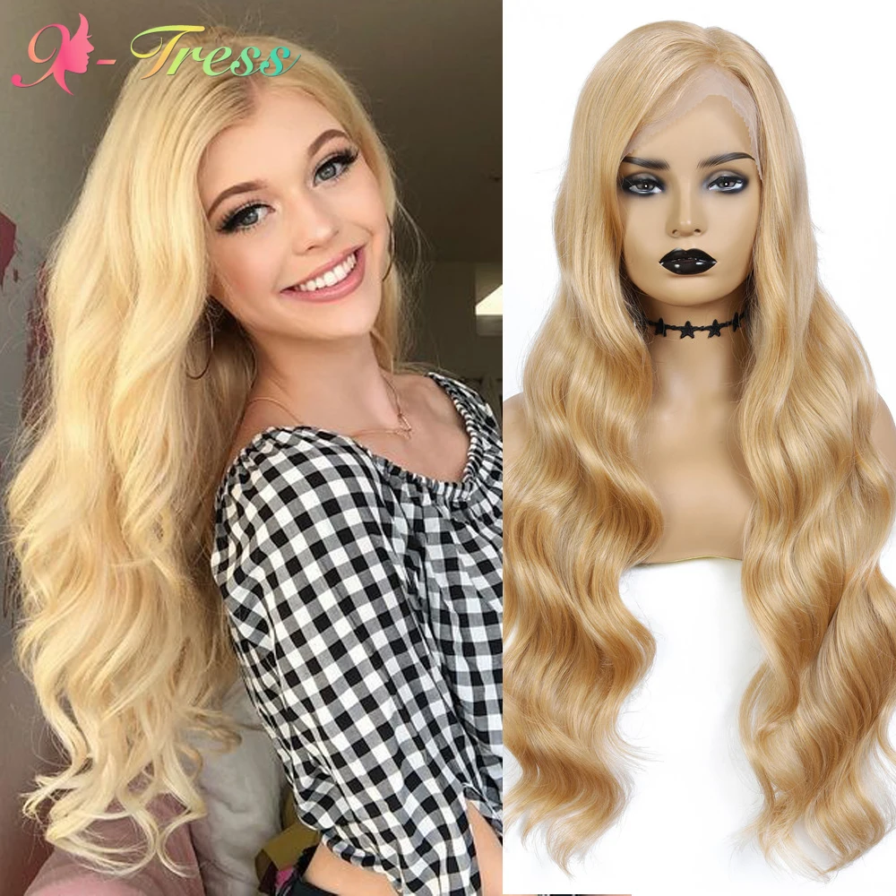 X-TRESS 30 Inch Synthetic Lace Front Wigs for Women Trendy Side Part Long Golden Body Wave Lace Wig Heat Resistant Cosplay Wigs
X-TRESS 30 Inch Synthetic Lace Front Wigs for Women Trendy Side Part Long Golden Body Wave Lace Wig Heat Resistant Cosplay Wigs