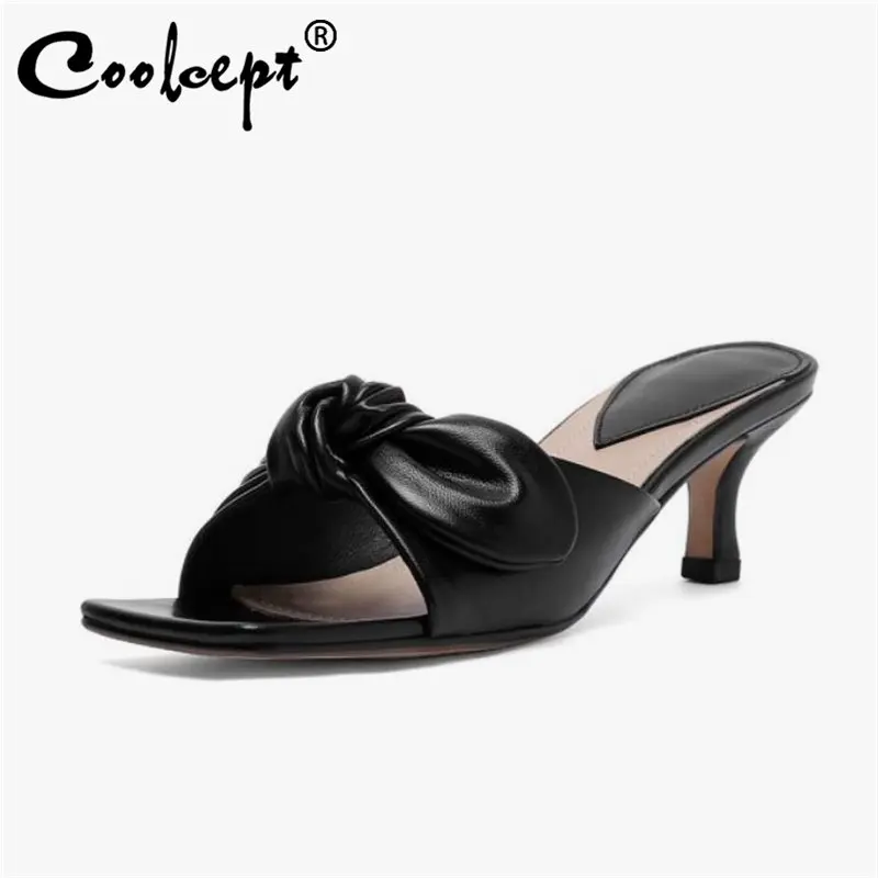Coolcept Women Genuine Leather Slippers Bowknot Slip On Solid Color Thin Heel Sexy Summer Fashion Ladies Footwear Size 34-39
Coolcept Women Genuine Leather Slippers Bowknot Slip On Solid Color Thin Heel Sexy Summer Fashion Ladies Footwear Size 34-39