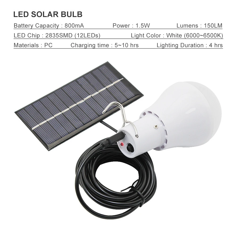 Outdoor 12 LED Solar Bulb Portable Solar Powered Light Bulb with Hanging Hook Emergency Energy Saving Bulb for Camping Tent
Outdoor 12 LED Solar Bulb Portable Solar Powered Light Bulb with Hanging Hook Emergency Energy Saving Bulb for Camping Tent