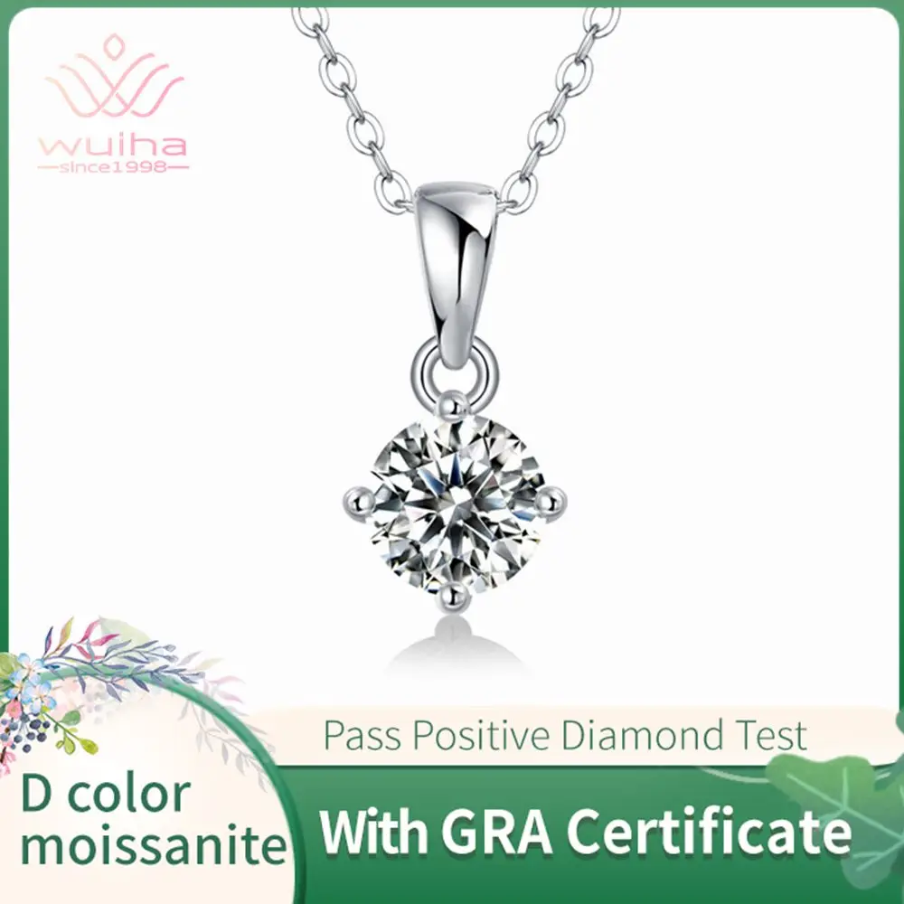 WUIHA Classic 100% 925 Sterling Silver 1CT Round Cut VVS1 Real Moissanite Gemstone Wedding Pendent Necklace New Fine Jewelry GRA
WUIHA Classic 100% 925 Sterling Silver 1CT Round Cut VVS1 Real Moissanite Gemstone Wedding Pendent Necklace New Fine Jewelry GRA