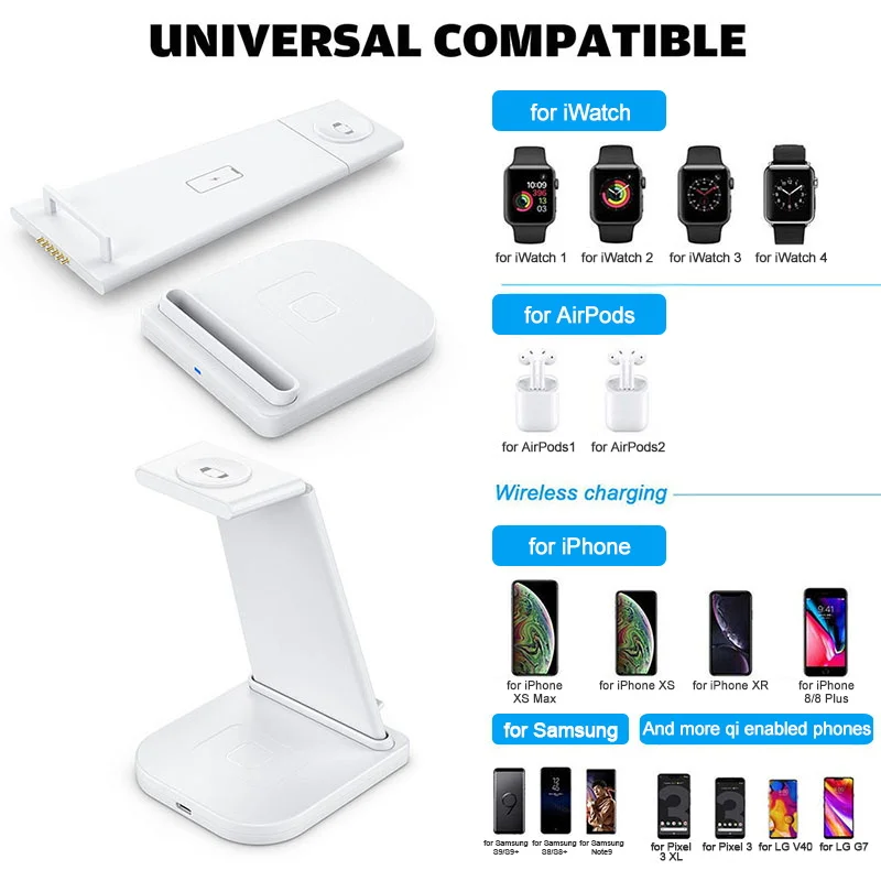 15W Qi Wireless Charger Stand For iPhone 12 11 pro SE2 3 in 1 Wireless Charging Dock Station for AirPods Pro Apple Watch 5 4 3 2
15W Qi Wireless Charger Stand For iPhone 12 11 pro SE2 3 in 1 Wireless Charging Dock Station for AirPods Pro Apple Watch 5 4 3 2