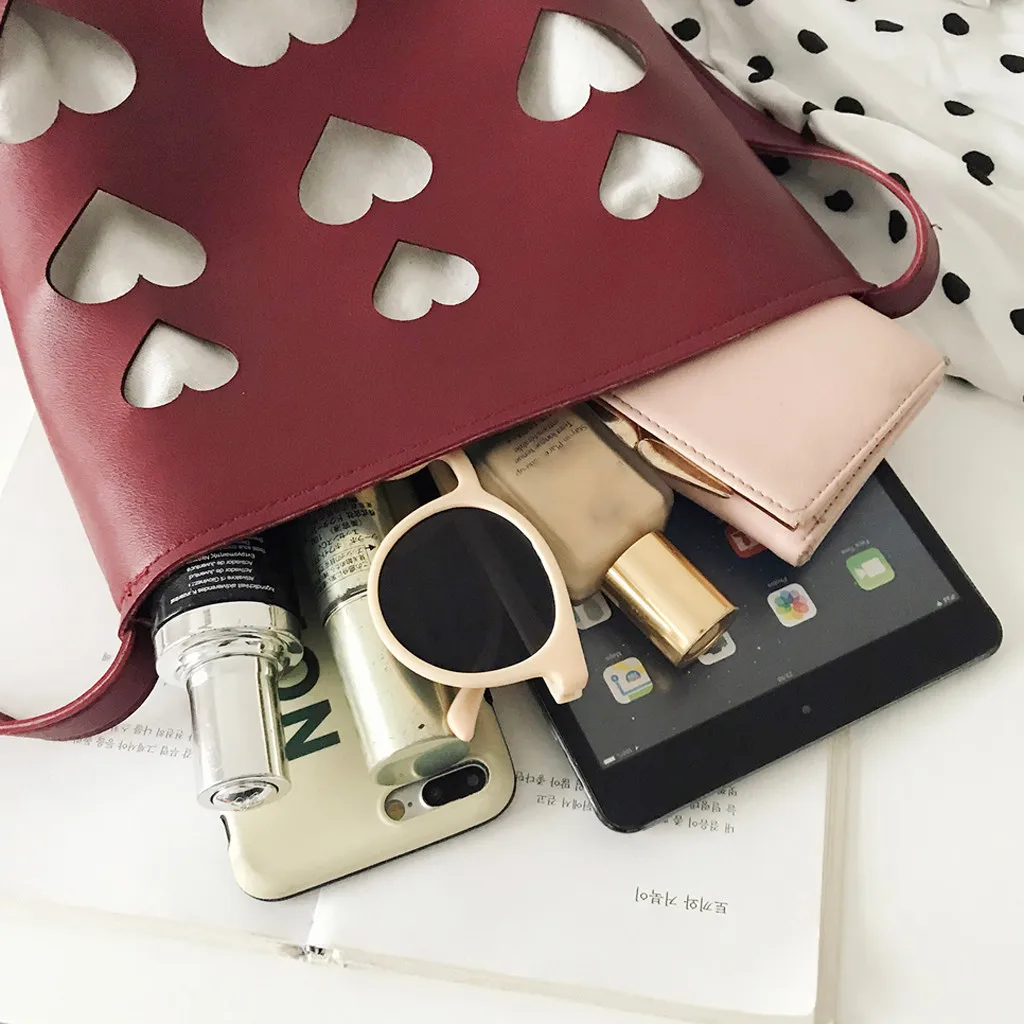Women's Bag Bucket Female Bag Fashion Hollow Bag Versatile Texture Handbag New Ladies Solid Color Messenger Bag Heart-Shaped #NP
Women's Bag Bucket Female Bag Fashion Hollow Bag Versatile Texture Handbag New Ladies Solid Color Messenger Bag Heart-Shaped #NP