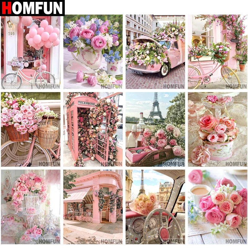 HOMFUN Diamond Painting Full Square/Round Drill 5D DIY "Rose flower car Tower" Daimond Embroidery Rhinestone Cross Stitch Decor
HOMFUN Diamond Painting Full Square/Round Drill 5D DIY "Rose flower car Tower" Daimond Embroidery Rhinestone Cross Stitch Decor