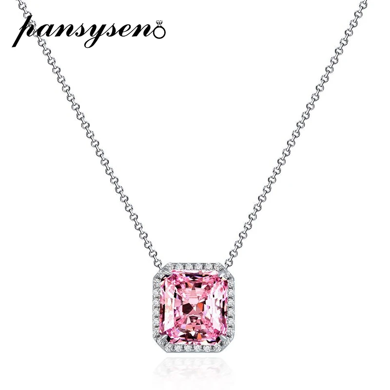PANSYSEN Cute Solid 925 Sterling Silver 10*11MM Pink High Carbon Diamond Pendant Necklaces for Women Wedding Chain Necklace Gift
PANSYSEN Cute Solid 925 Sterling Silver 10*11MM Pink High Carbon Diamond Pendant Necklaces for Women Wedding Chain Necklace Gift