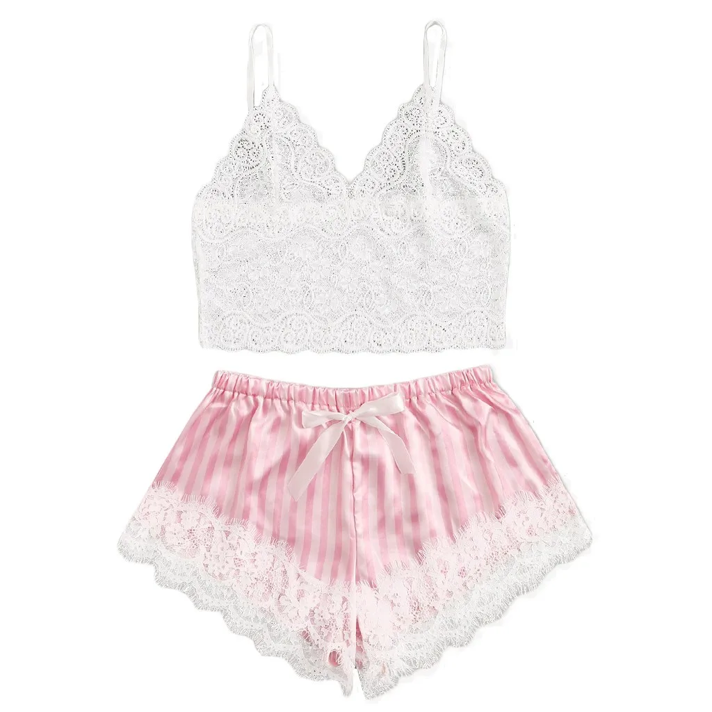 Lace Satin Sleepwear V-Neck Womens Underwear Set Porno Transparent Sexy Lingerie Bowknot Shorts Comfortable Hot Erotic Costumes
Lace Satin Sleepwear V-Neck Womens Underwear Set Porno Transparent Sexy Lingerie Bowknot Shorts Comfortable Hot Erotic Costumes