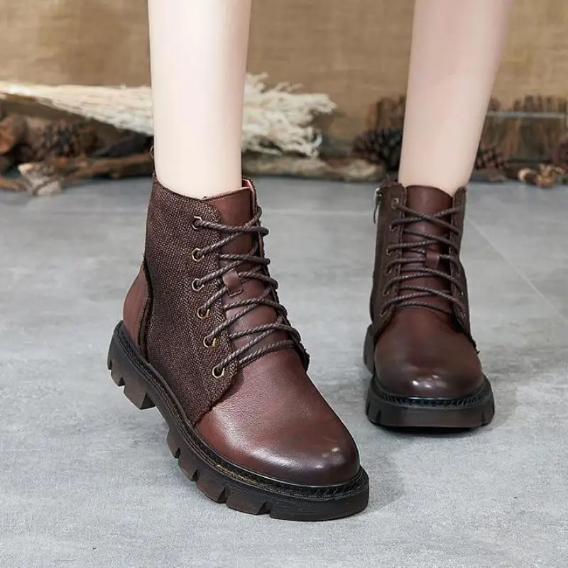 Johnature 2021 New Winter Platform Boots Women Shoes Genuine Leather Round Toe Zip Cross-tied Flat With Handmade Ankle Boots
Johnature 2021 New Winter Platform Boots Women Shoes Genuine Leather Round Toe Zip Cross-tied Flat With Handmade Ankle Boots