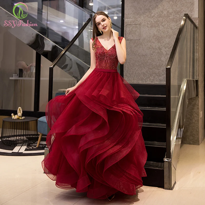 SSYFashion банкет High-end роскошный темно-красный красное вечернее платье с v-образным вырезом, Crstal Бисер длиной до пола вечернее платье для выпускного вечера; Robe De Soiree
SSYFashion банкет High-end роскошный темно-красный красное вечернее платье с v-образным вырезом, Crstal Бисер длиной до пола вечернее платье для выпускного вечера; Robe De Soiree