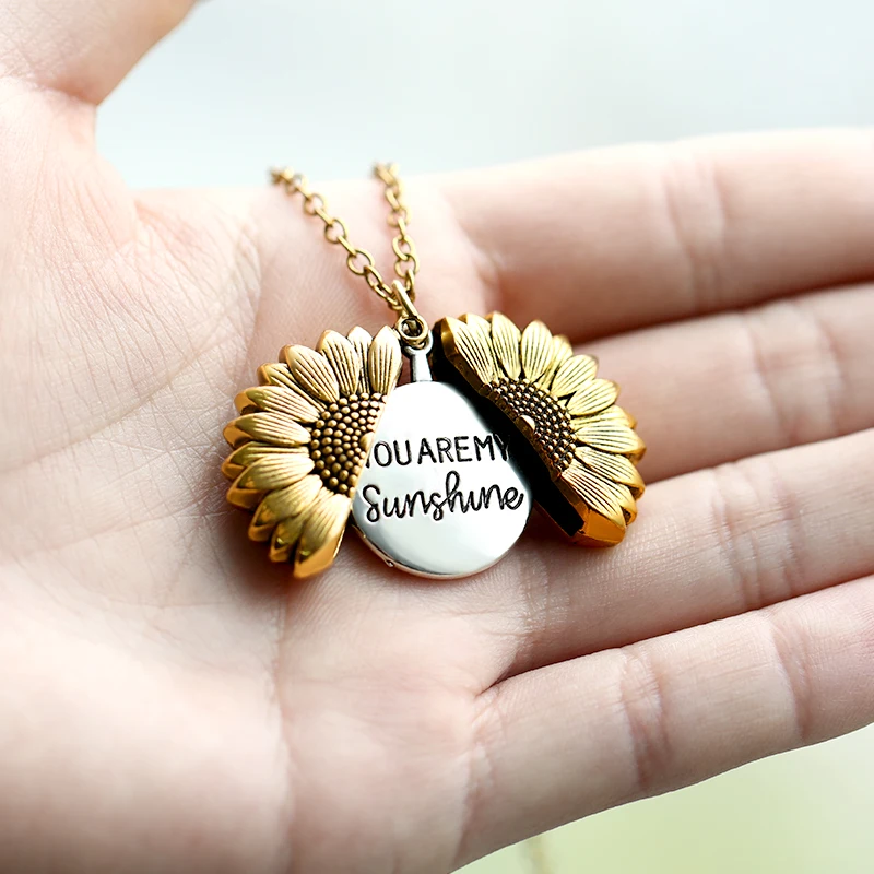 You Are My Sunshine Sunflower Necklaces For Women Gold Silver Color Stainless Steel Chain Open Sun Flower Necklace Jewelry Gifts
You Are My Sunshine Sunflower Necklaces For Women Gold Silver Color Stainless Steel Chain Open Sun Flower Necklace Jewelry Gifts