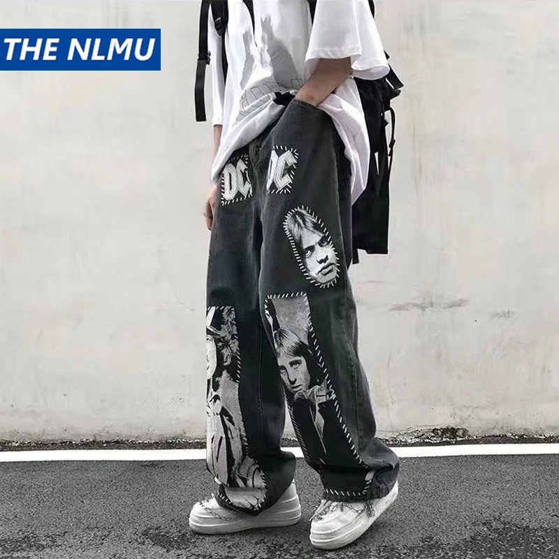 High Street Patch Printed Straight Jeans Hip Hop Men Wide Leg Denim Trousers Streetwear Women 2021Biker Jeans WY745 
High Street Patch Printed Straight Jeans Hip Hop Men Wide Leg Denim Trousers Streetwear Women 2021Biker Jeans WY745