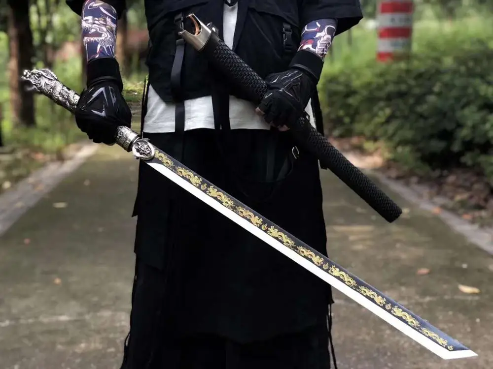 Handmade Sharp Chinese Kung Fu Sword Saber HRC60 High Manganese Steel Blade WuShu Dao Dragon Head Jian Full Tang
Handmade Sharp Chinese Kung Fu Sword Saber HRC60 High Manganese Steel Blade WuShu Dao Dragon Head Jian Full Tang