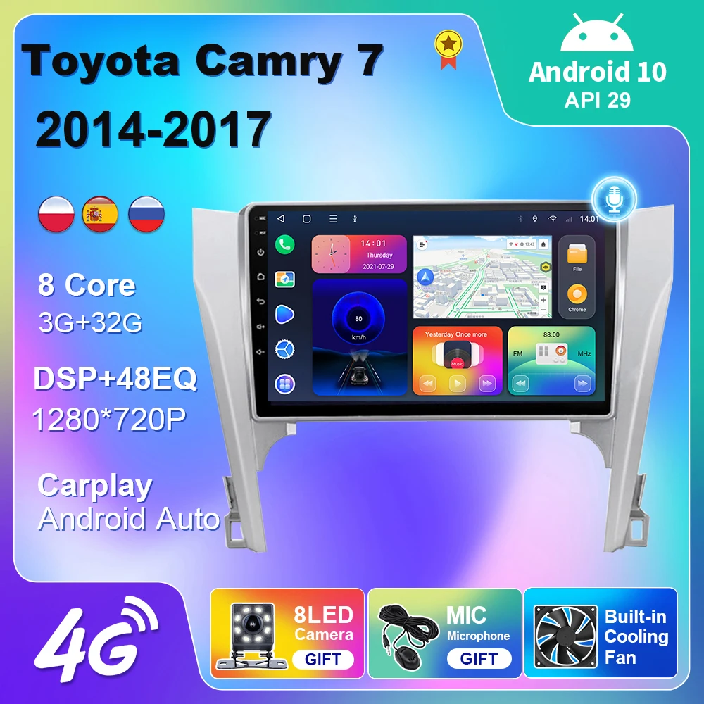 Car Radio For Toyota Camry 7 2014-2017 Multimedia Video CarPlay Android 10 Auto 4G WIFI Navigation GPS 2din Camera DVD Player
Car Radio For Toyota Camry 7 2014-2017 Multimedia Video CarPlay Android 10 Auto 4G WIFI Navigation GPS 2din Camera DVD Player