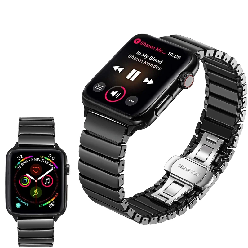 Женские и мужские керамический ремешок из нержавеющей стали для Apple Watch версии