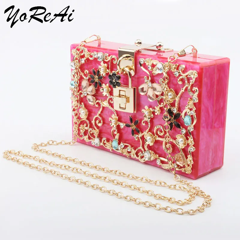 YoReAi Fashion Evening Bag 2022 Metal Golden Flower Small Square Pack New Acrylic Dinner Party Clutch Diagonal Shoulder Bag
YoReAi Fashion Evening Bag 2022 Metal Golden Flower Small Square Pack New Acrylic Dinner Party Clutch Diagonal Shoulder Bag