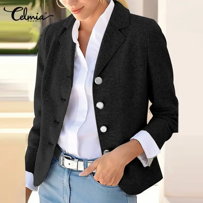 Women Autumn Blazer 2021 Celmia Fashion Lightweight Fleece Suits Coats Elegant Single-breasted Casual Solid Outerwears Oversize
Women Autumn Blazer 2021 Celmia Fashion Lightweight Fleece Suits Coats Elegant Single-breasted Casual Solid Outerwears Oversize