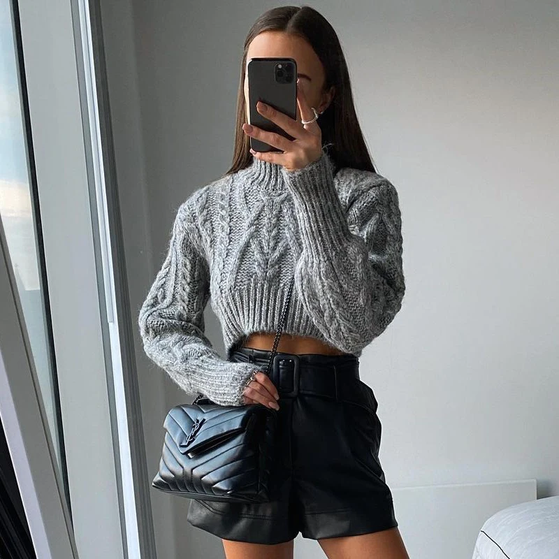 Ardm Za Twist Pull Femme Hiver Asymmetric Cropped Cable-knit Sweater Vintage High Neck Lantern Sleeve Female Pullovers Chic Tops
Ardm Za Twist Pull Femme Hiver Asymmetric Cropped Cable-knit Sweater Vintage High Neck Lantern Sleeve Female Pullovers Chic Tops