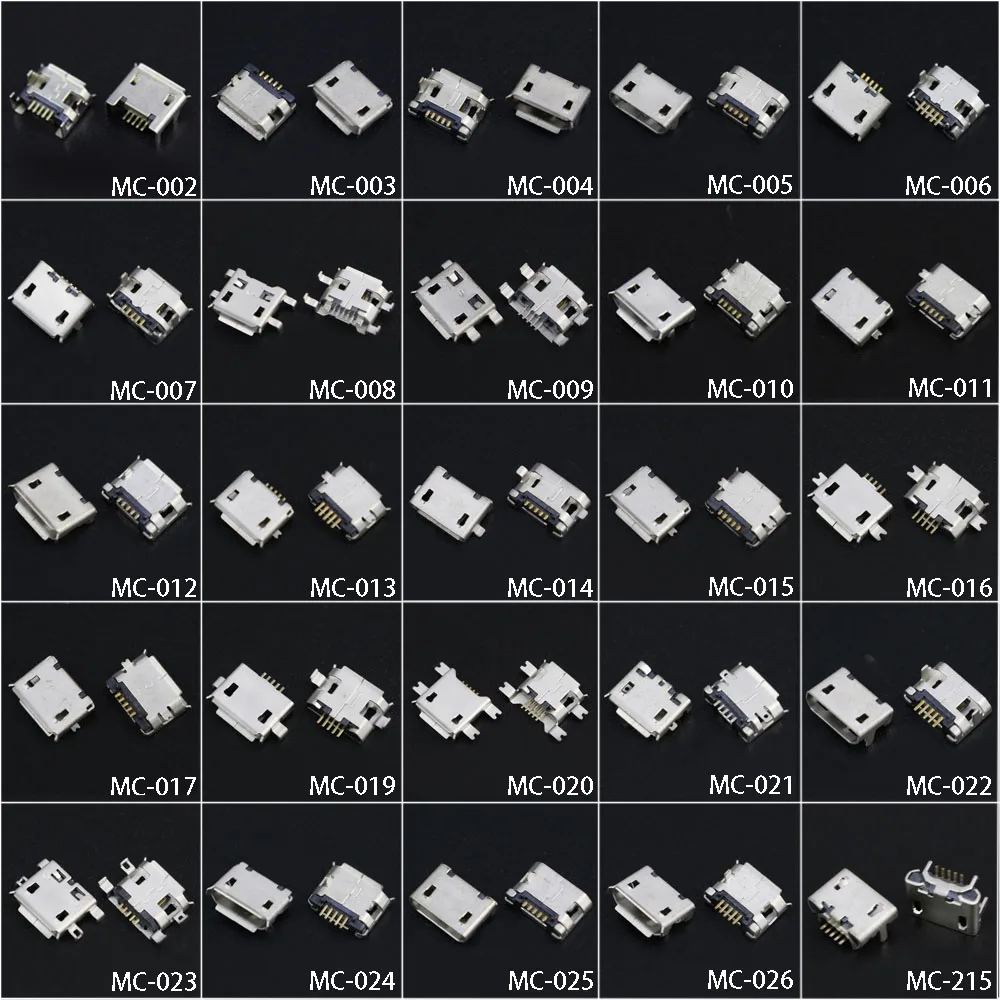 25 моделей Micro 5Pin USB разъем для подключения зарядного устройства Lenovo Huawei Xiaomi Samsung и