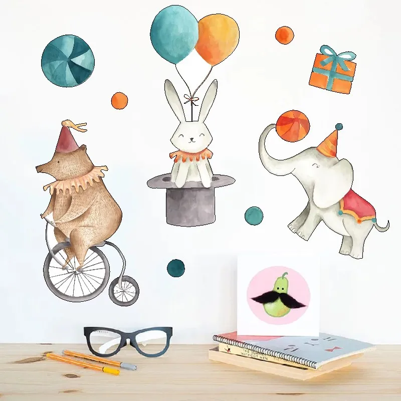 New Creative Cartoon Animal Wall Stickers Elephant Rabbit Circus Children's Room Decorated PVC
New Creative Cartoon Animal Wall Stickers Elephant Rabbit Circus Children's Room Decorated PVC