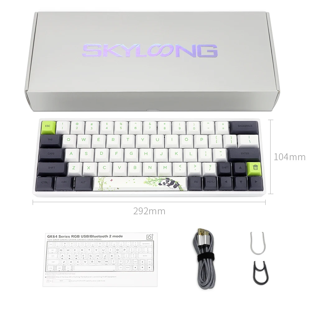 Механическая Проводная игровая клавиатура SK61 с пандой 61 клавиша RGB