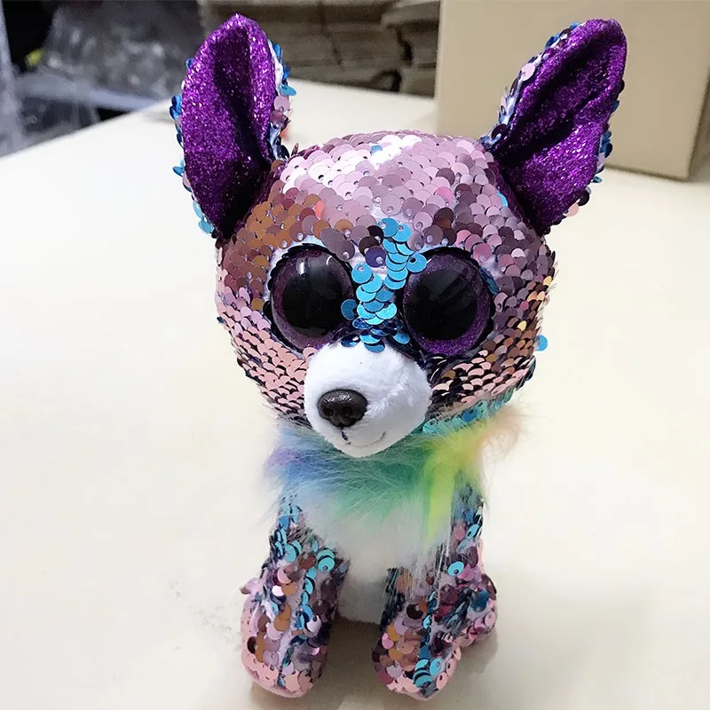 Ty Beanie Boos Flippables 6 дюймов Yappy the Chihuahua цветные Сменные блестки плюшевые набивные