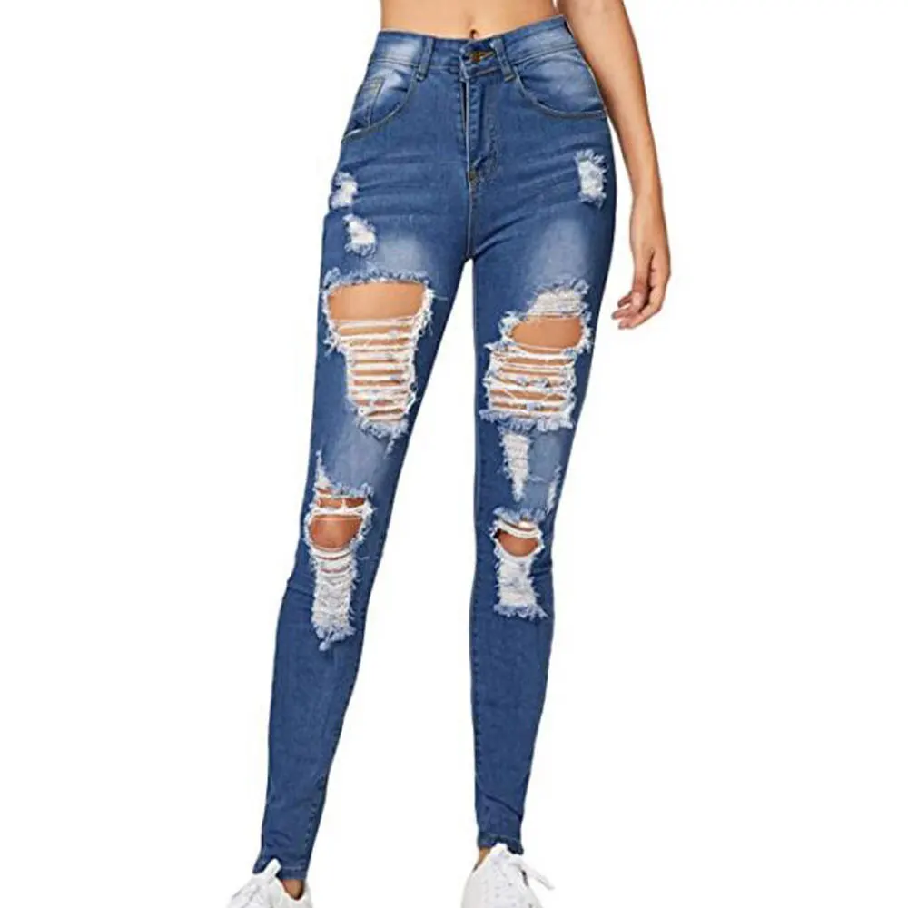 Women Jeans Hole Ladies Skinny Denim Trouser Streetwear Ripped Stretchy Jeans Leggings Pants Trousers Casual Pencil Pants
Women Jeans Hole Ladies Skinny Denim Trouser Streetwear Ripped Stretchy Jeans Leggings Pants Trousers Casual Pencil Pants