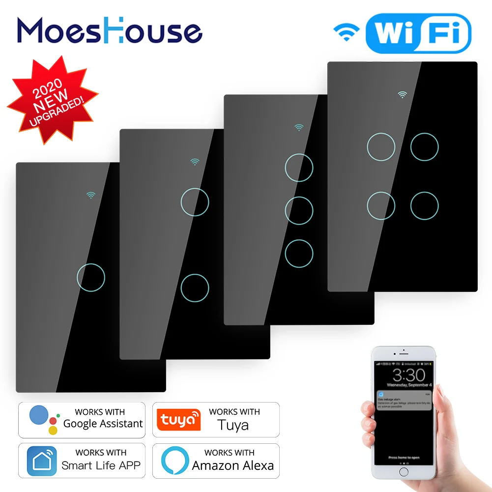 Smart Glass Panel Switch Smart Life/Tuya App Multi-Control Association, Voice Control with Alexa,Google Home,1/2/3/4 Gang 
Smart Glass Panel Switch Smart Life/Tuya App Multi-Control Association, Voice Control with Alexa,Google Home,1/2/3/4 Gang
