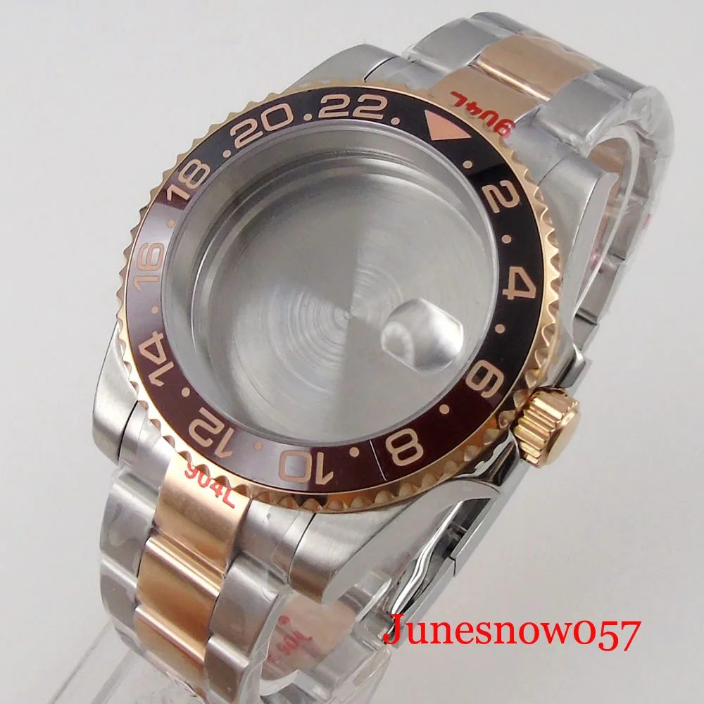 BLIGER Automatic Watch Case Rose Gold Two Tone Oyster Strap fit NH35A Seeing/Solid Back Sapphire Glass Rootbeer Insert
BLIGER Automatic Watch Case Rose Gold Two Tone Oyster Strap fit NH35A Seeing/Solid Back Sapphire Glass Rootbeer Insert