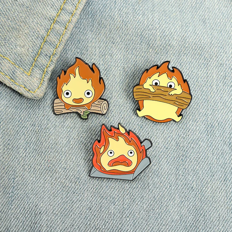 Calcifer Enamel Pin Flame Inspired Badges Fire Demon With Log Dustpan Brooches Anime Film Jewelry Gift for Child Kids
Calcifer Enamel Pin Flame Inspired Badges Fire Demon With Log Dustpan Brooches Anime Film Jewelry Gift for Child Kids