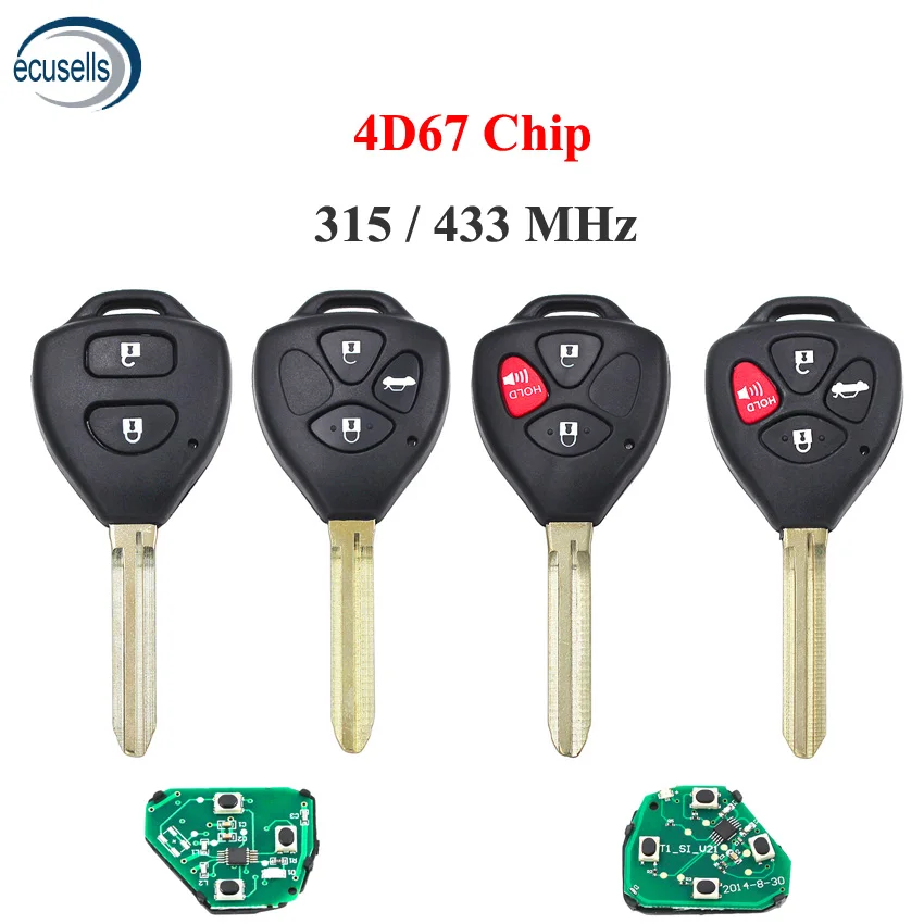 2/3/4 кнопочный телефон 315/433 МГц с чипом 4D67 внутри для Toyota RAV4 Corolla Hilux | Автомобили и