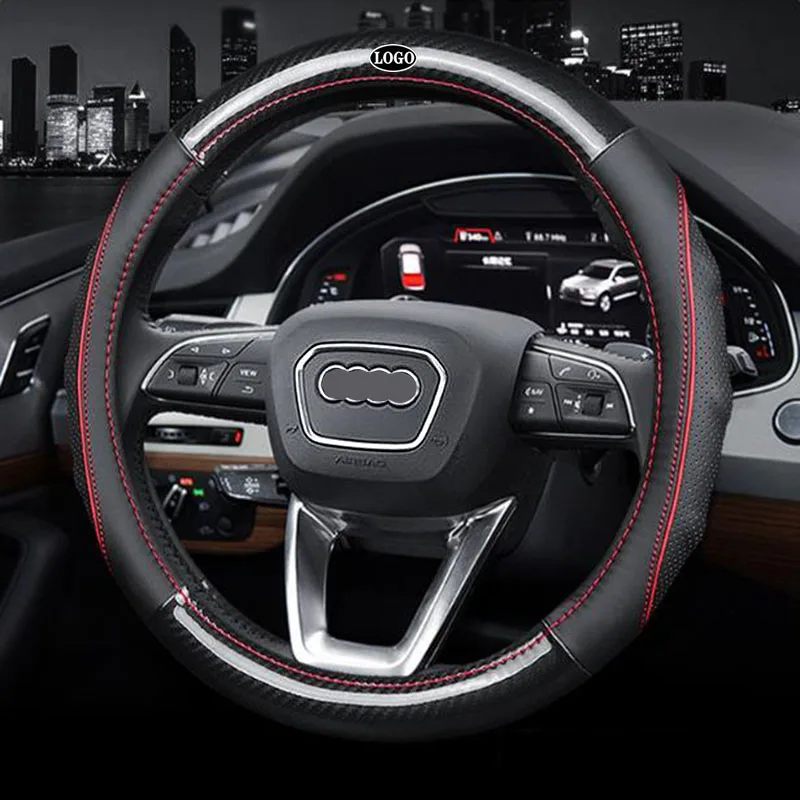 Car Carbon Fiber Leather Steering Wheel Covers Interior Accessories 38cm for Audi A1 A3 A4 A5 A6 A7 A8 Q2 Q3 Q5 Q7 Car Styling
Car Carbon Fiber Leather Steering Wheel Covers Interior Accessories 38cm for Audi A1 A3 A4 A5 A6 A7 A8 Q2 Q3 Q5 Q7 Car Styling