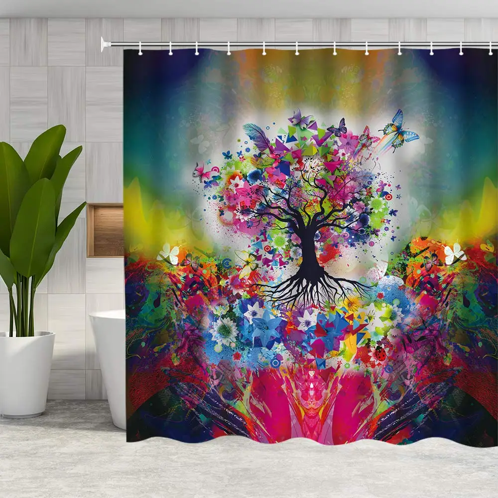 Colorful Tree Shower Curtain Fantasy Watercolor Spring Fairy Flower Butterfly Bathroom Curtain Fabric Bathroom Accessories 
Colorful Tree Shower Curtain Fantasy Watercolor Spring Fairy Flower Butterfly Bathroom Curtain Fabric Bathroom Accessories