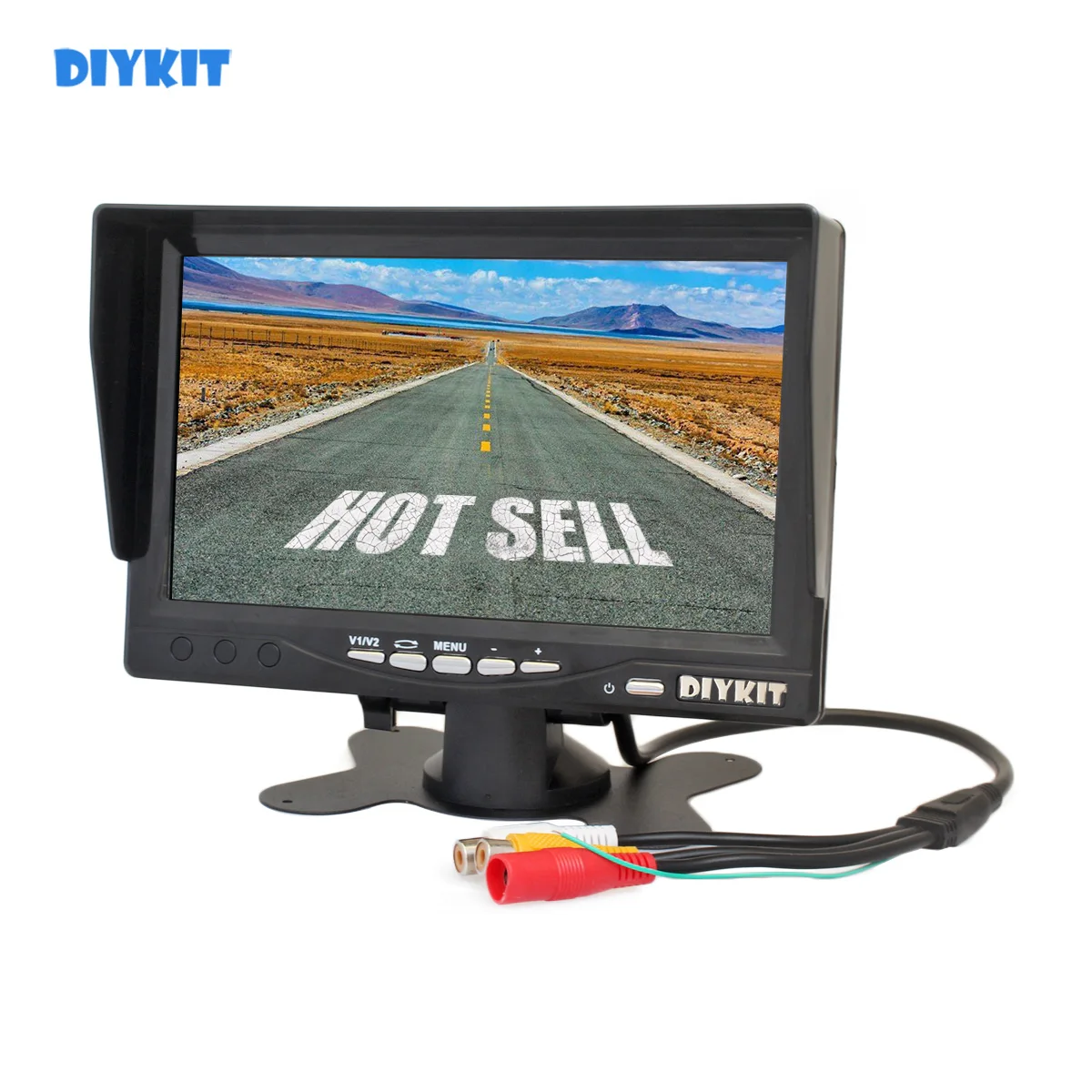 

DIYKIT 7" HD TFT LCD Car Monitor Display Car Reverse Rear View Monitor Screen AV Input Remote Control With Sun Shade