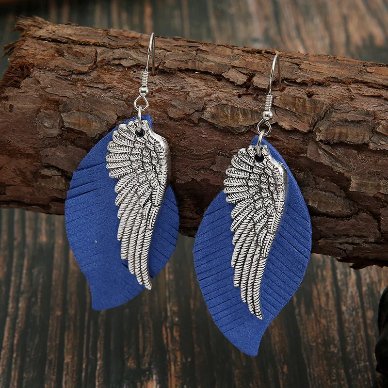 European and American Retro Feather Wing Leather Alloy Earrings New Double Wing Feather Pu Leather Earrings for Women Girl Gift
European and American Retro Feather Wing Leather Alloy Earrings New Double Wing Feather Pu Leather Earrings for Women Girl Gift